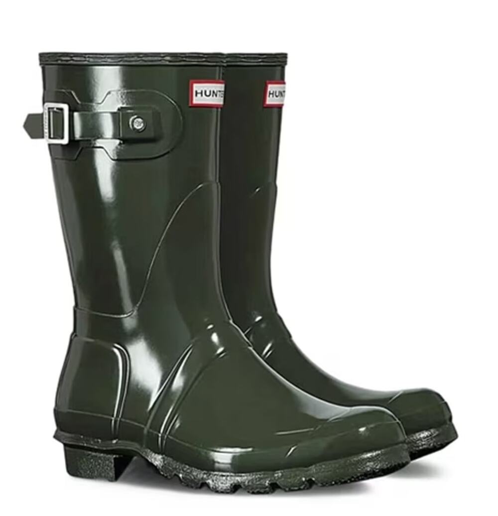 Hunter Womens Original Short Gloss Rain Mid Boot Size 10 Green Waterproof NWOB
